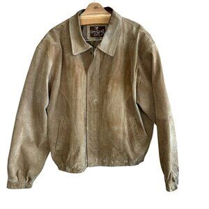 Caribou Creek Men's Vintage Brown Suede Leather Bomber Chore Barn Jacket Size 3X